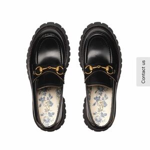 Gucci Black Leather Horsebit Lug Sole Loafers